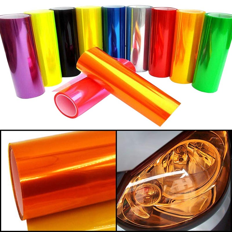 idain 12 by 48 Inches Self Adhesive Headlight, Tail Lights, Fog Lights Tint Vinyl Wrap Film Roll,Orange - Image 3